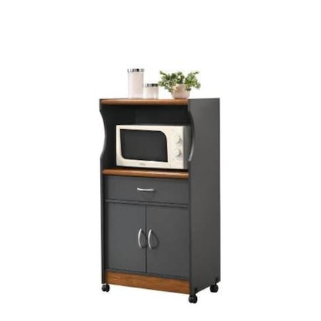Hodedah 45.4 x 15.5 x 23.6 in. Microwave Kitchen Cart, Grey & Oak HIK77 GREY-OAK
